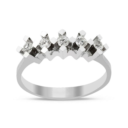14K White Gold Five Stone Diamond Ring (3.24 g)