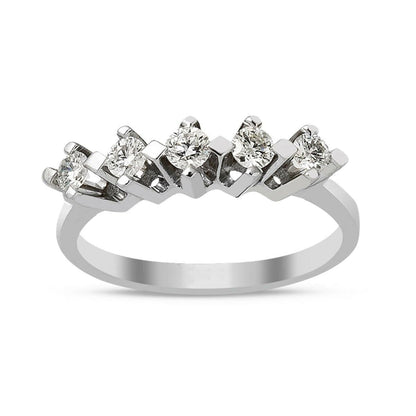 14K White Gold 0.25 Ct Five Stone Diamond Ring