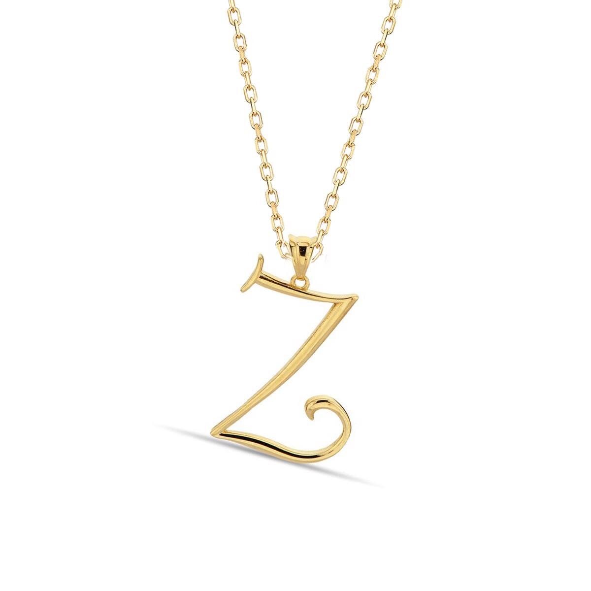14K Yellow Gold Initial Z Necklace