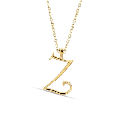 14K Yellow Gold Initial Z Necklace