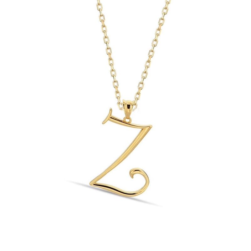 14K Yellow Gold Initial Z Necklace