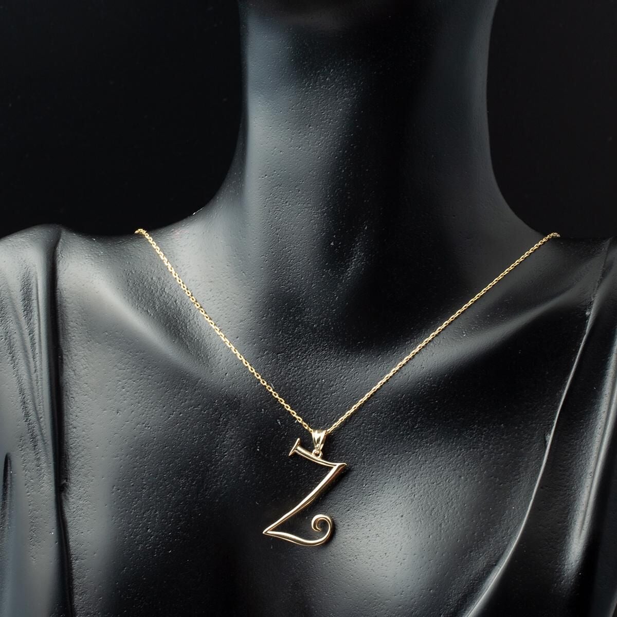 14K Yellow Gold Initial Z Necklace
