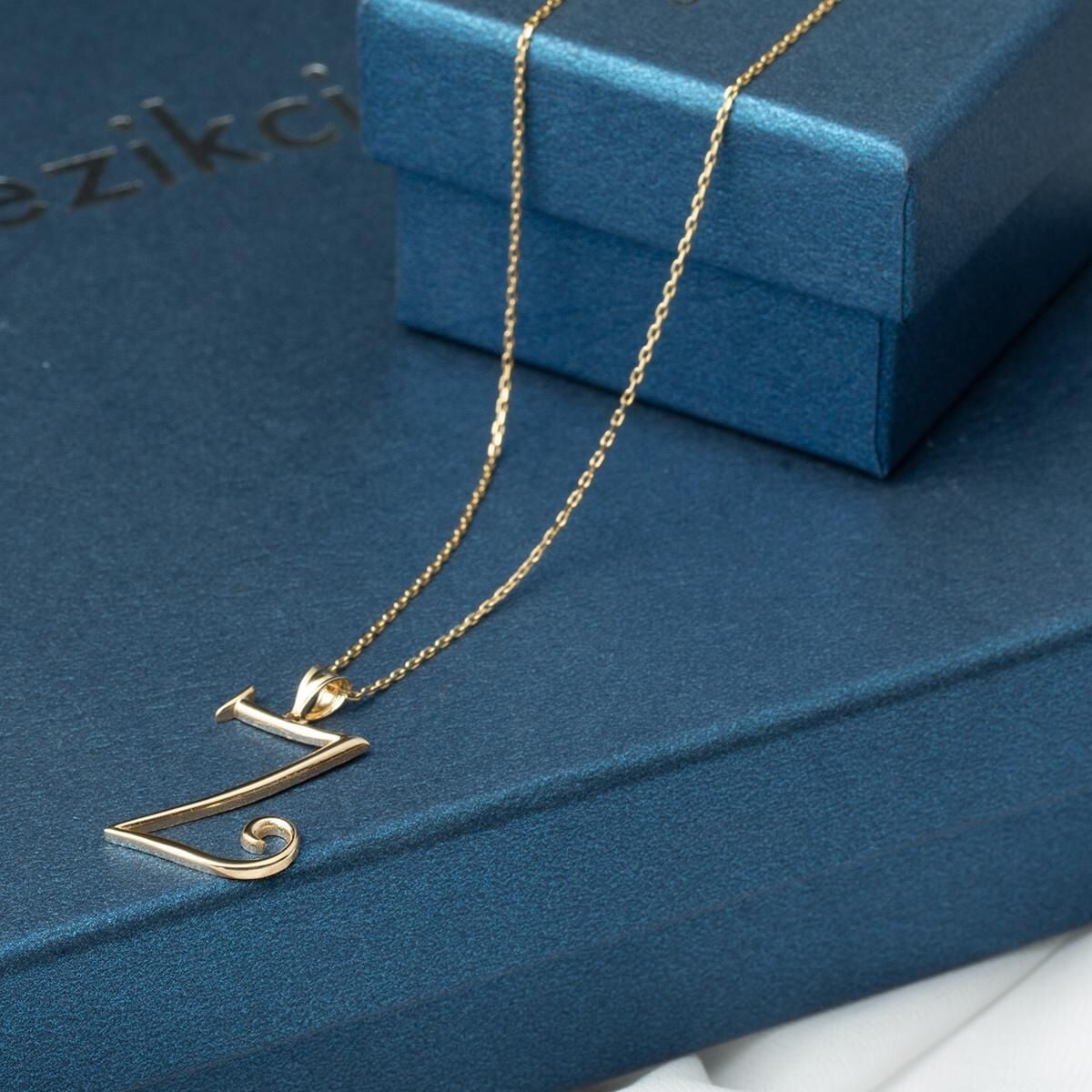 14K Yellow Gold Initial Z Necklace