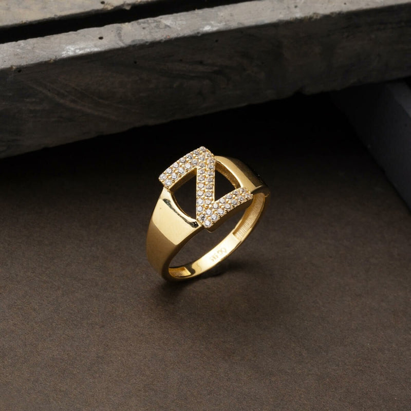 14K Yellow Gold Initial Z Cubic Zirconia Women's Ring