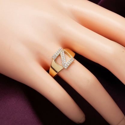 14K Yellow Gold Initial Z Cubic Zirconia Women's Ring