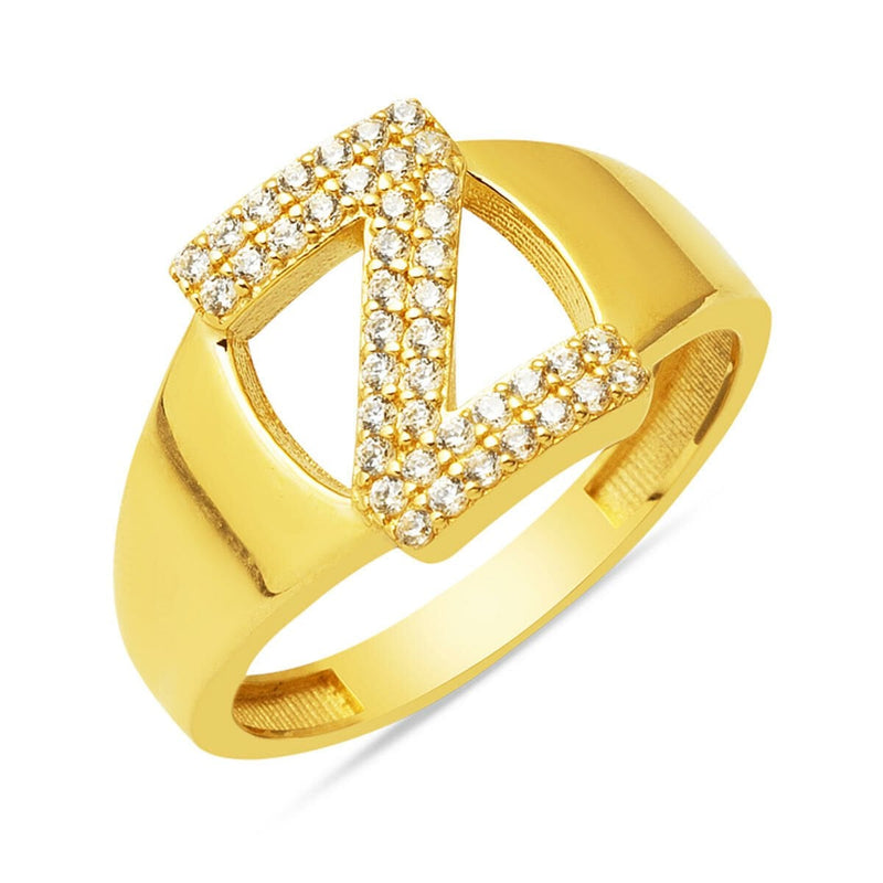 14K Yellow Gold Initial Z Cubic Zirconia Women's Ring