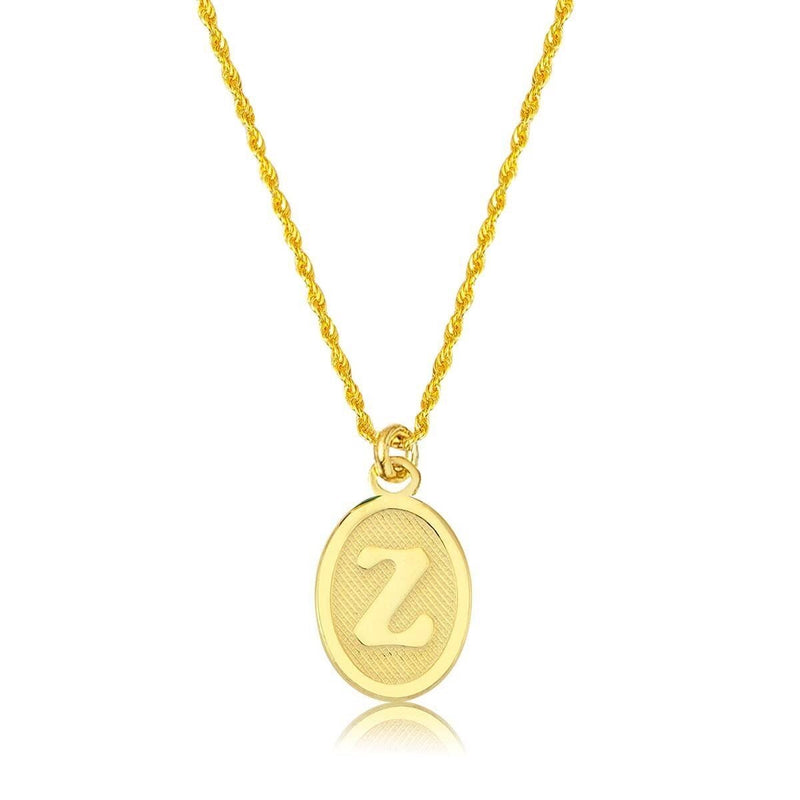 14K Yellow Gold Oval Z Initial Necklace