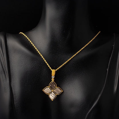 14K Yellow Gold Lily Cubic Zirconia Necklace