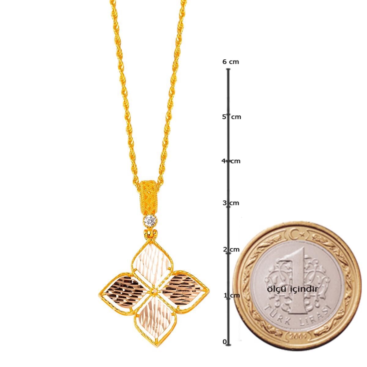 14K Yellow Gold Lily Cubic Zirconia Necklace