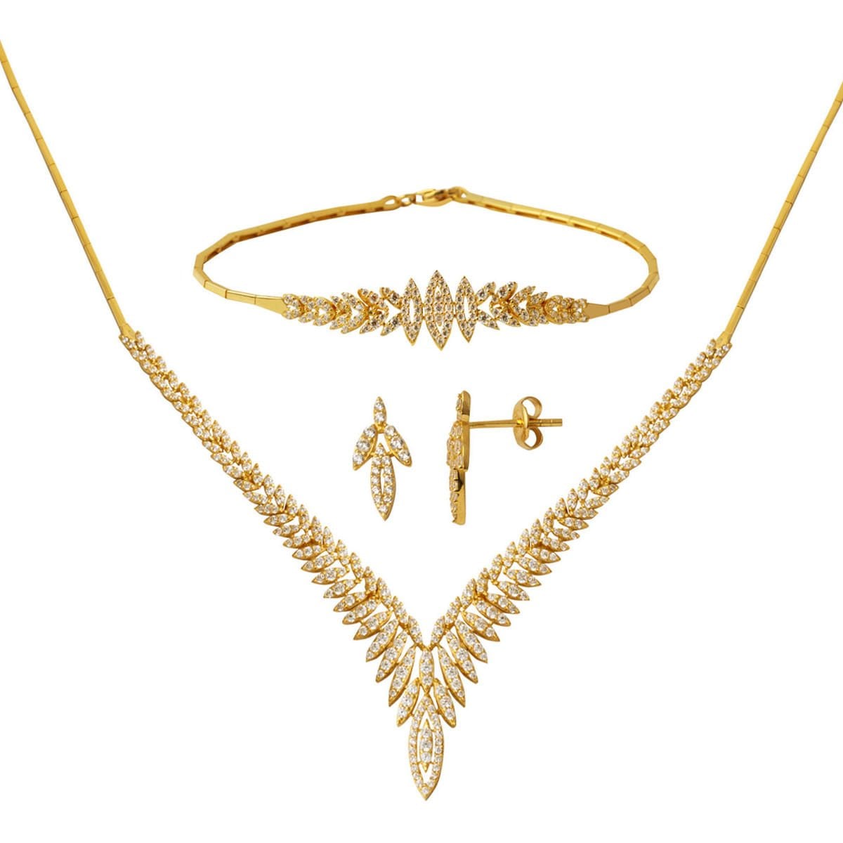 14K Yellow Gold Lily Cubic Zirconia Set