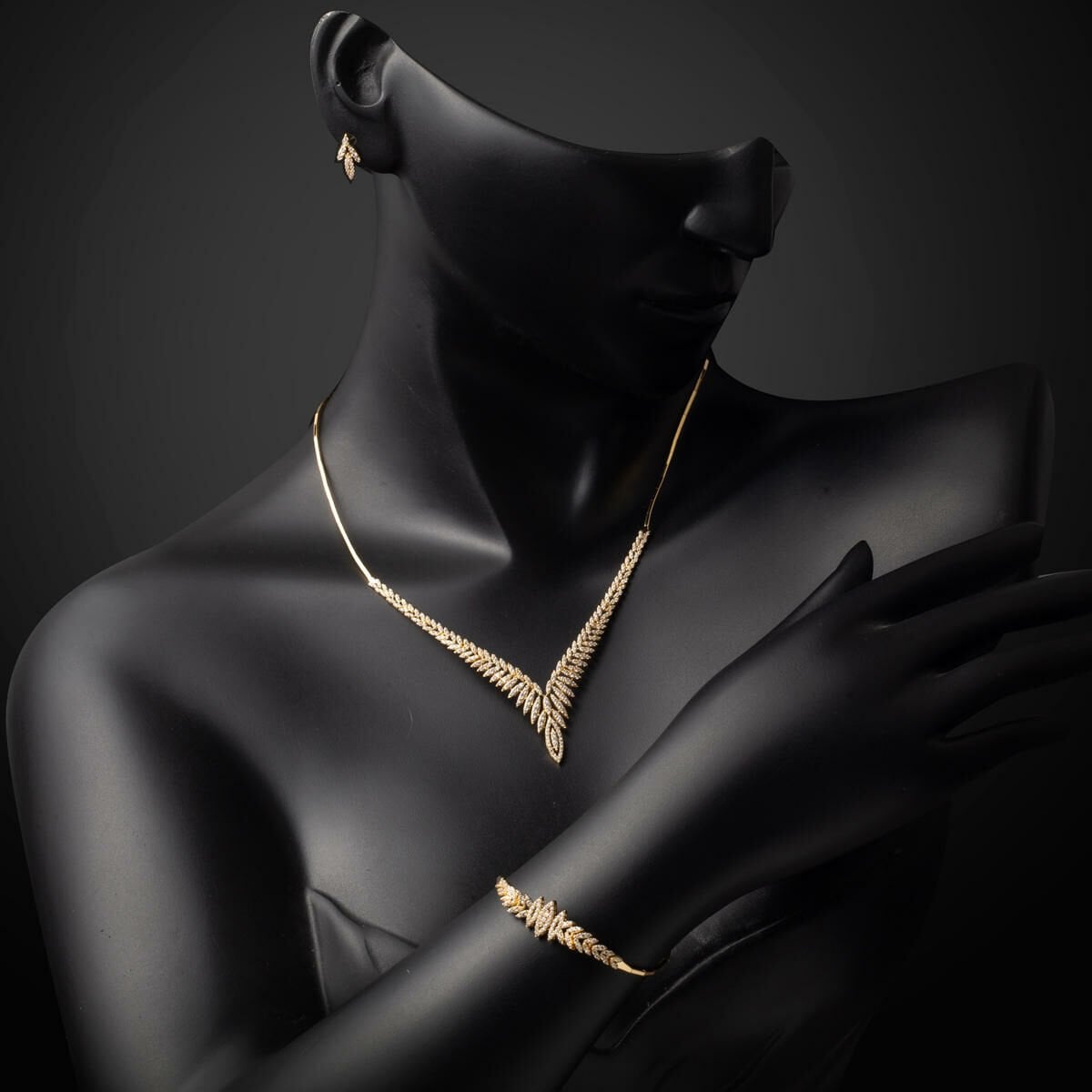 14K Yellow Gold Lily Cubic Zirconia Set