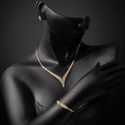14K Yellow Gold Lily Cubic Zirconia Set