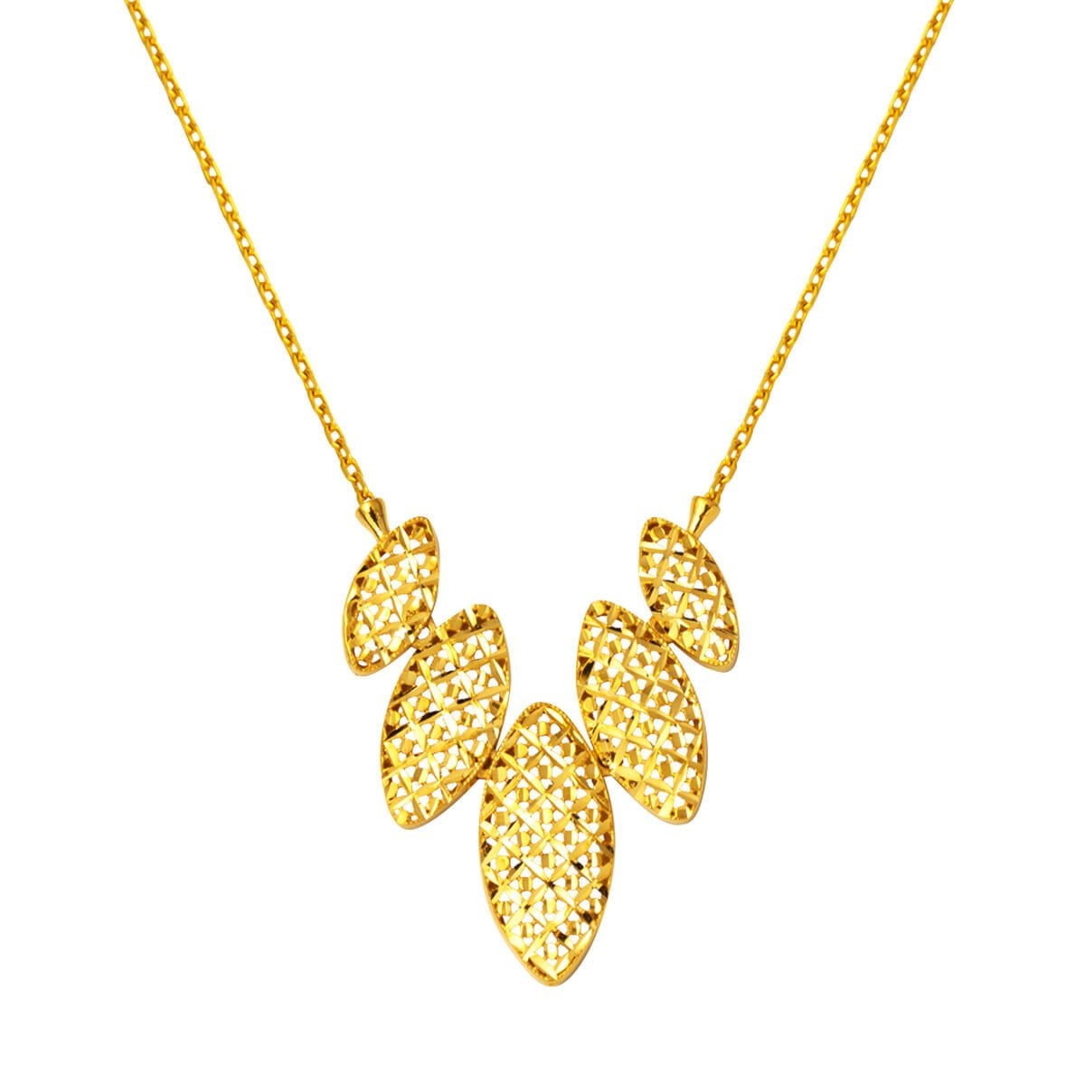 22K Yellow Gold Lilies Chain Necklace