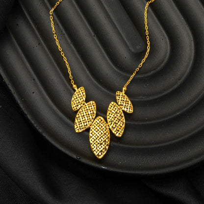 22K Yellow Gold Lilies Chain Necklace