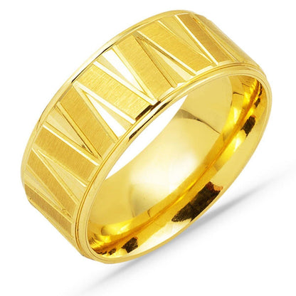 14K Yellow Gold Zigzag Men's Wedding Band Ring