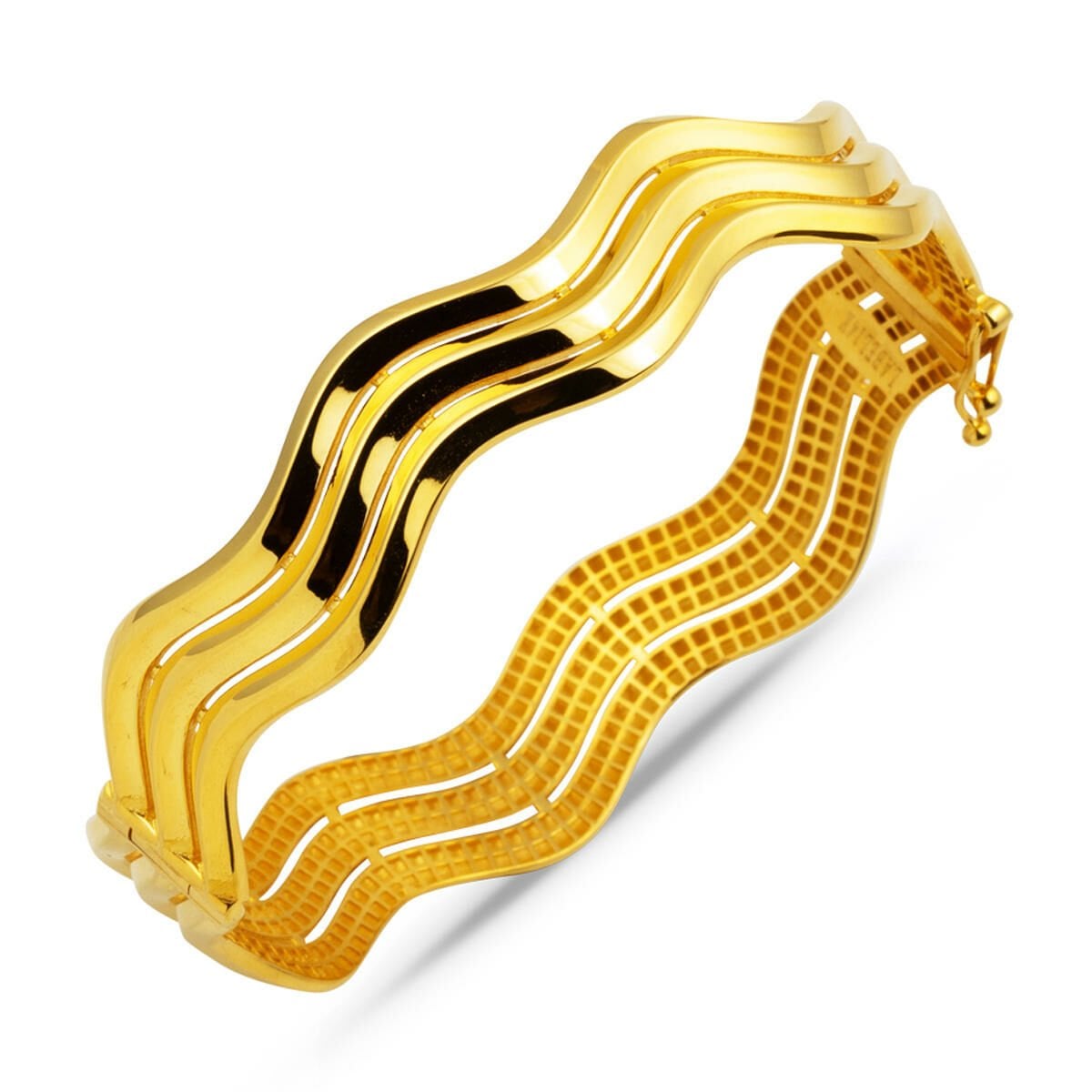14K Yellow Gold Zigzag Ajda Hinged Cuff Bracelet