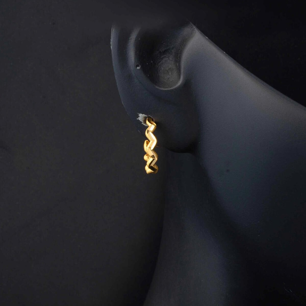 22K Yellow Gold Zigzag Ajda Hoop Earrings