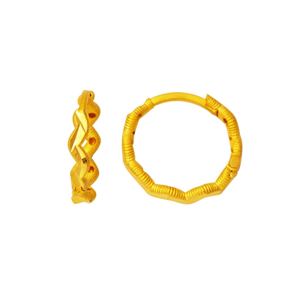 22K Yellow Gold Zigzag Ajda Hoop Earrings