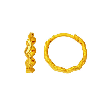 22K Yellow Gold Zigzag Ajda Hoop Earrings