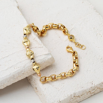 14K Yellow Gold Zila Gold Bead Italian Bracelet