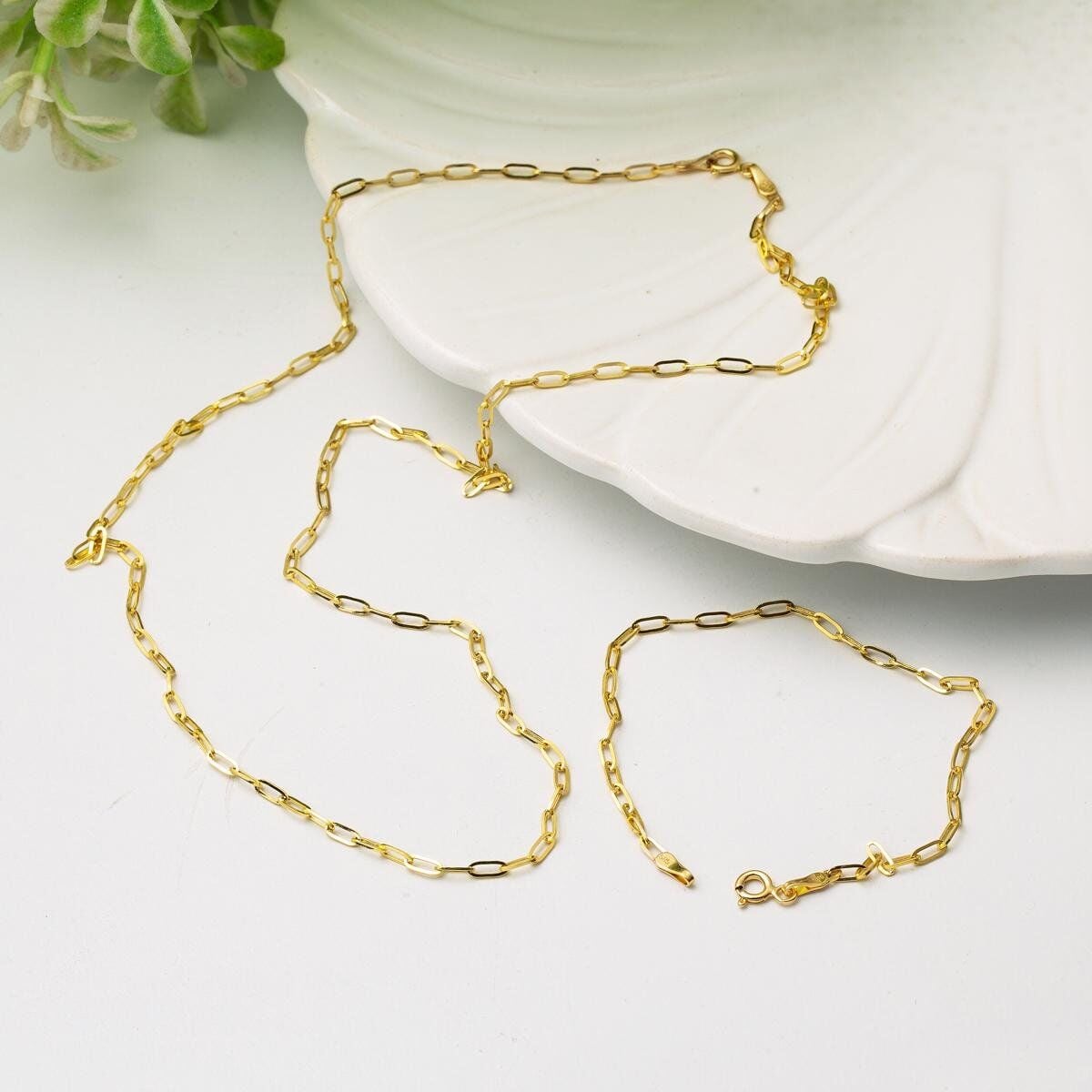 14K Yellow Gold Chain Necklace and Bracelet Set (2.83 g)
