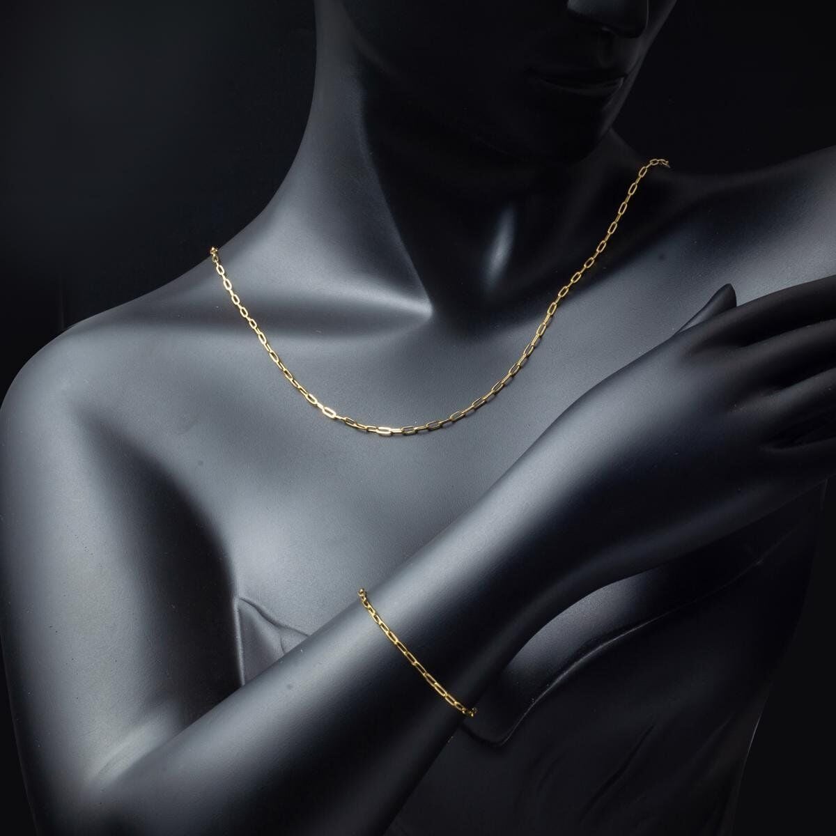 14K Yellow Gold Chain Necklace and Bracelet Set (2.83 g)
