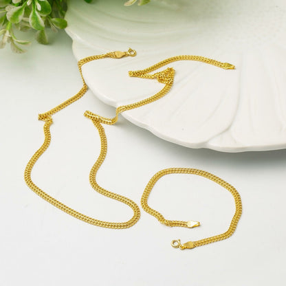 14K Yellow Gold Chain Necklace and Bracelet Set (4.63 g)