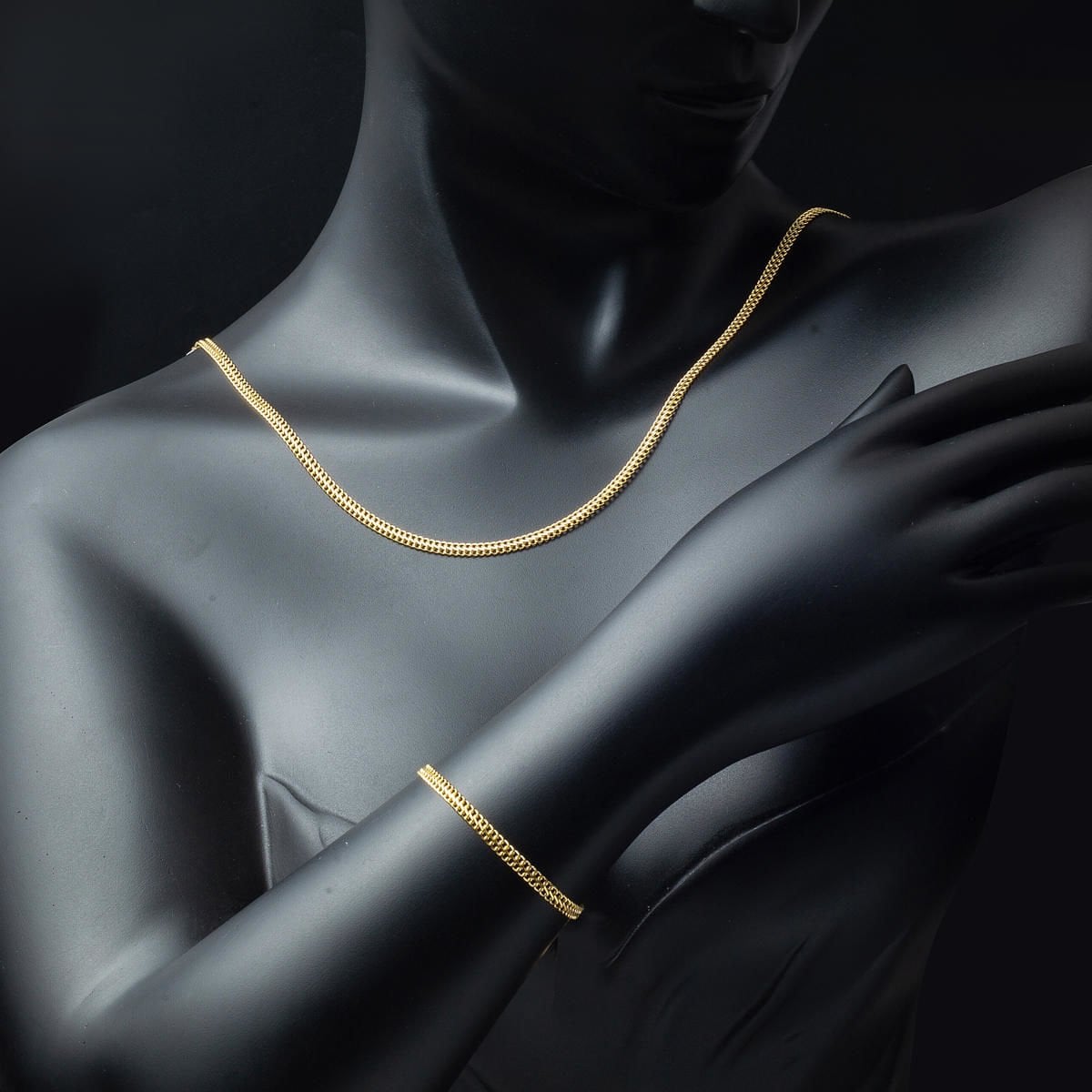 14K Yellow Gold Chain Necklace and Bracelet Set (4.63 g)