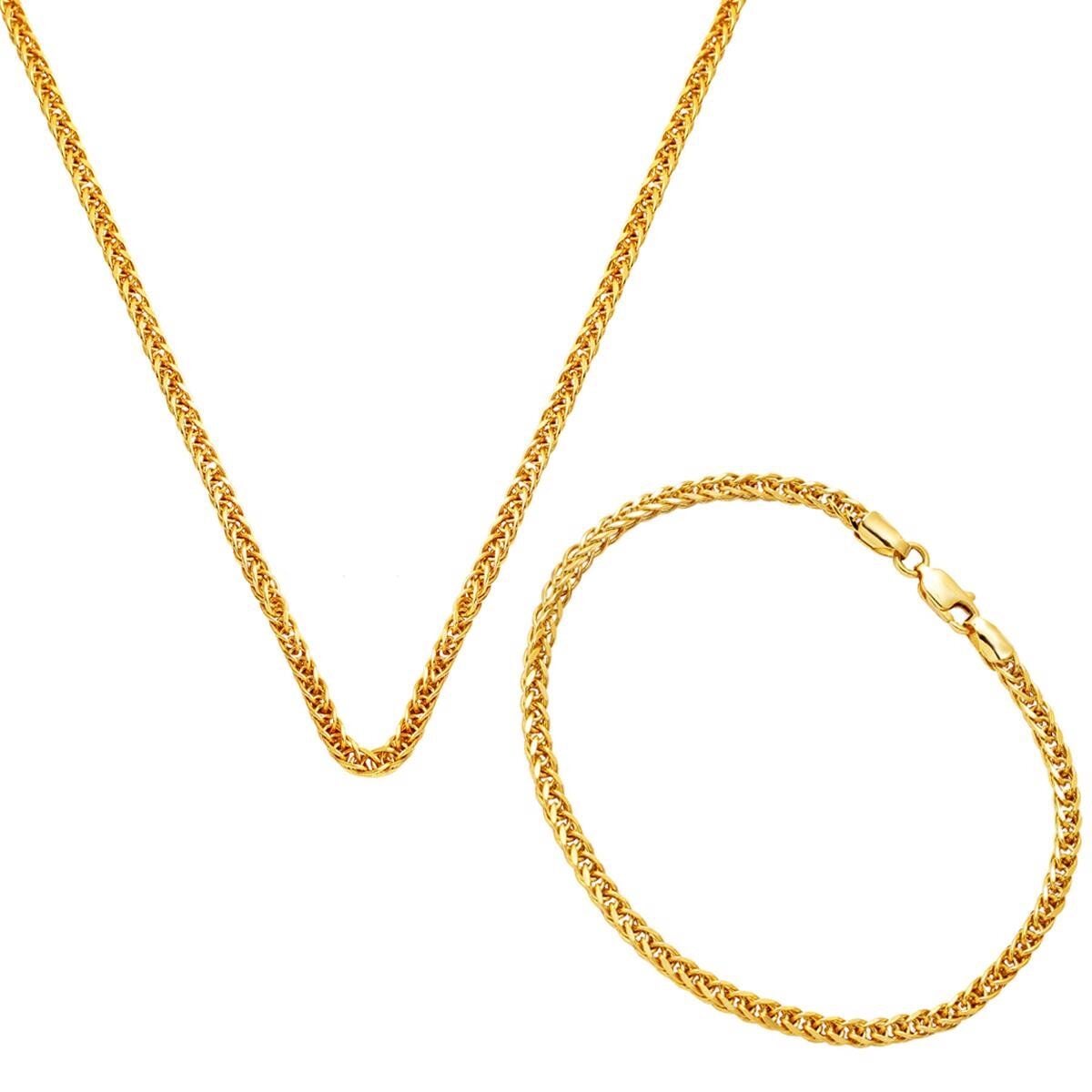 14K Yellow Gold Chain Necklace and Bracelet Set (9.67 g)