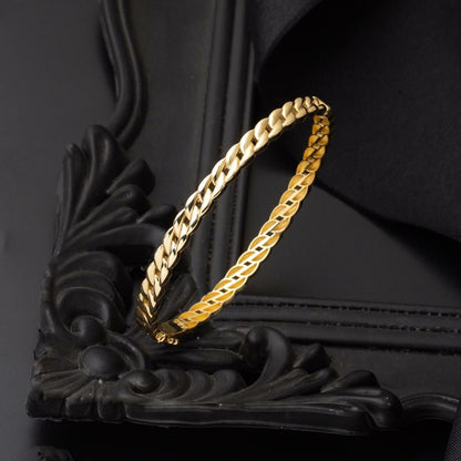 14K Yellow Gold Chain Hinged Cuff Bangle