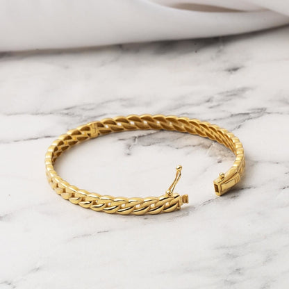 14K Yellow Gold Chain Hinged Cuff Bangle