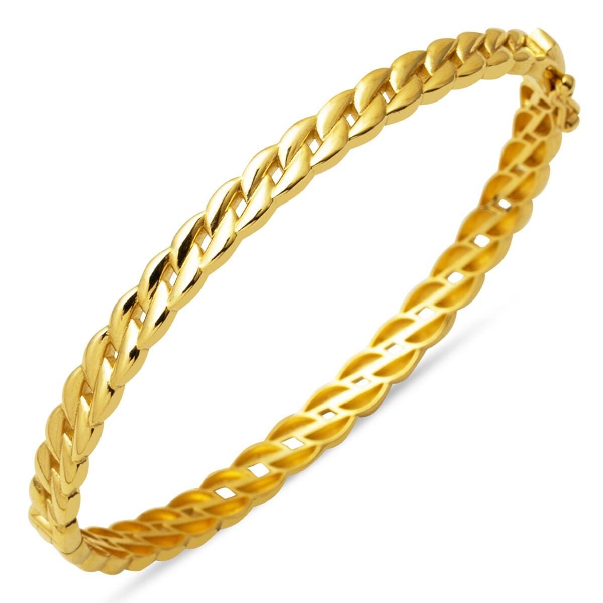 14K Yellow Gold Chain Hinged Cuff Bangle