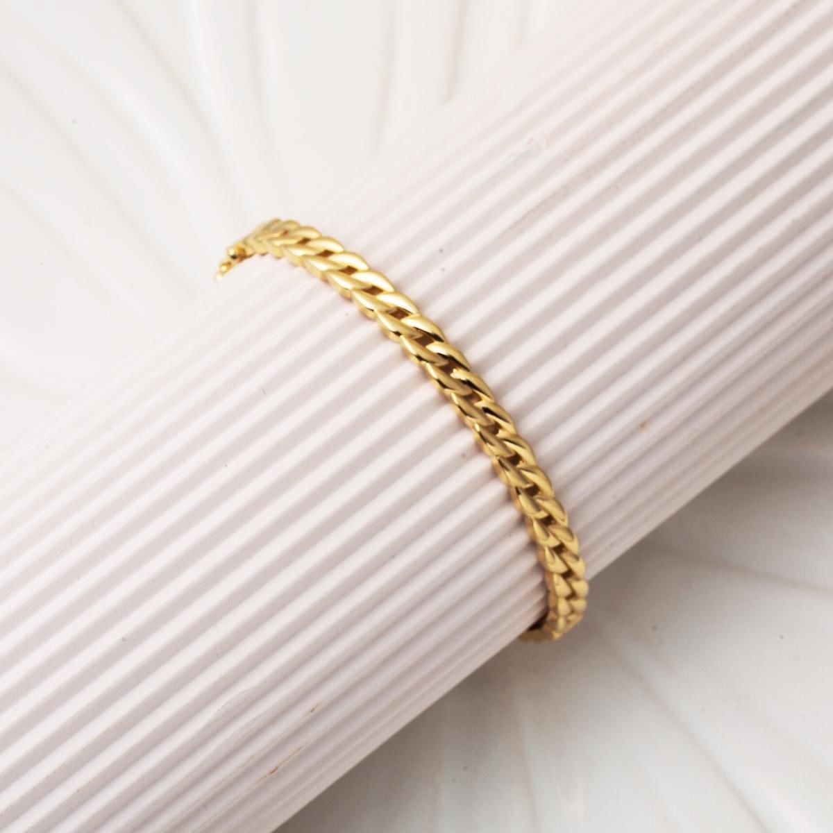 14K Yellow Gold Chain Hinged Cuff Bangle