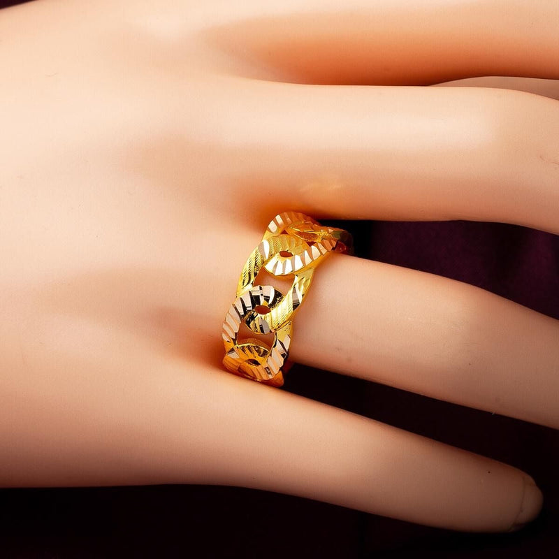 14K Yellow Gold Chain Design Ring