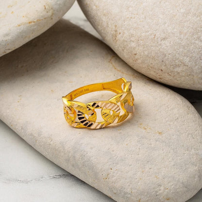 14K Yellow Gold Chain Design Ring