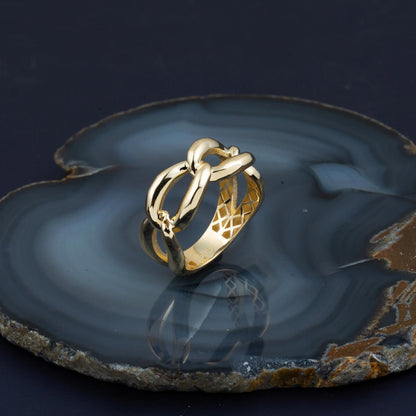 14K Yellow Gold Chain Design Ring (3.43 g)