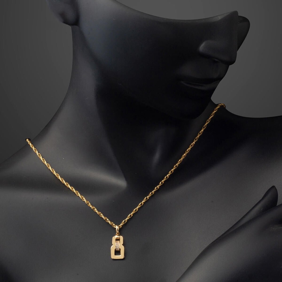 14K Yellow Gold Minimalist Chain Design Cubic Zirconia Necklace