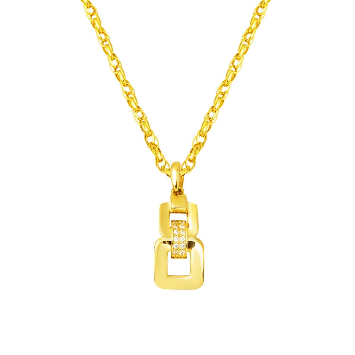 14K Yellow Gold Minimalist Chain Design Cubic Zirconia Necklace
