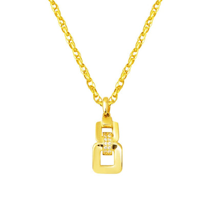 14K Yellow Gold Minimalist Chain Design Cubic Zirconia Necklace