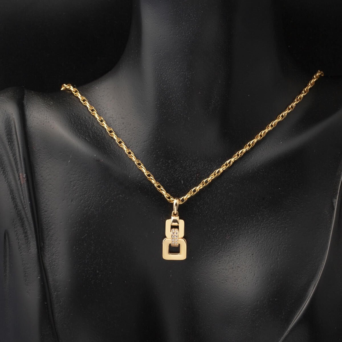 14K Yellow Gold Minimalist Chain Design Cubic Zirconia Necklace