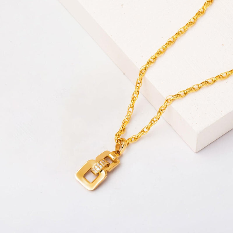 14K Yellow Gold Minimalist Chain Design Cubic Zirconia Necklace