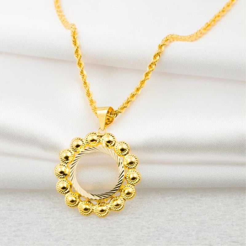 14K Yellow Gold Chain Quarter Coin Bezel Necklace
