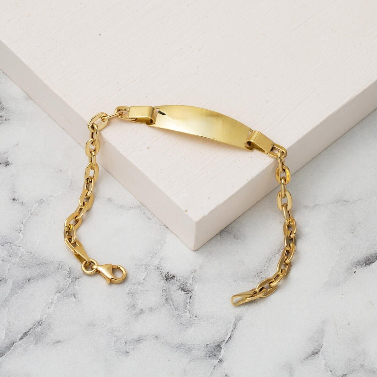 14K Yellow Gold Chain Personalized Name Children's ID Bracelet