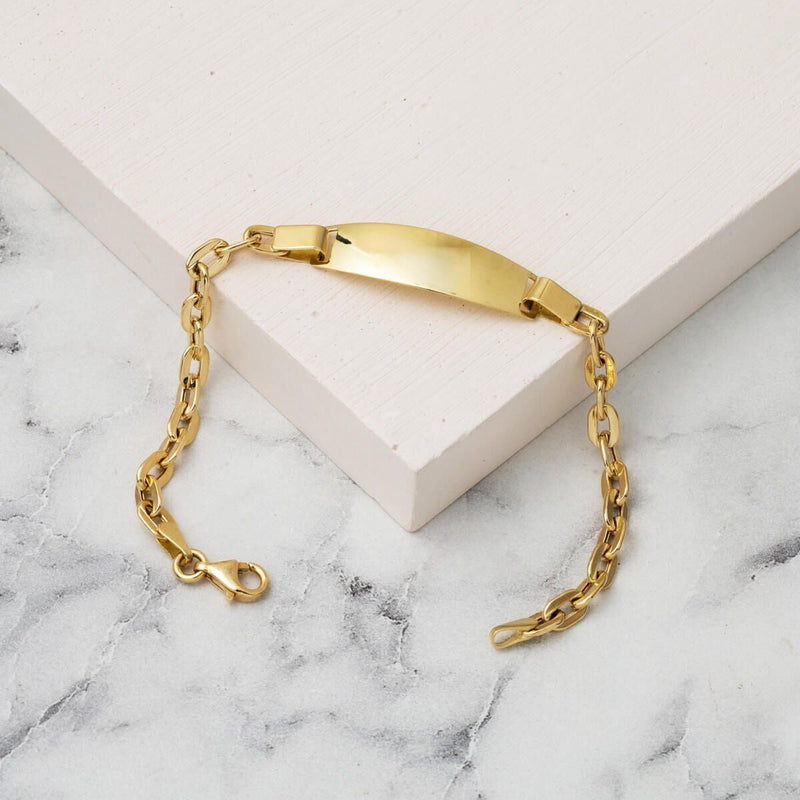 14K Yellow Gold Chain Personalized Name Children's ID Bracelet