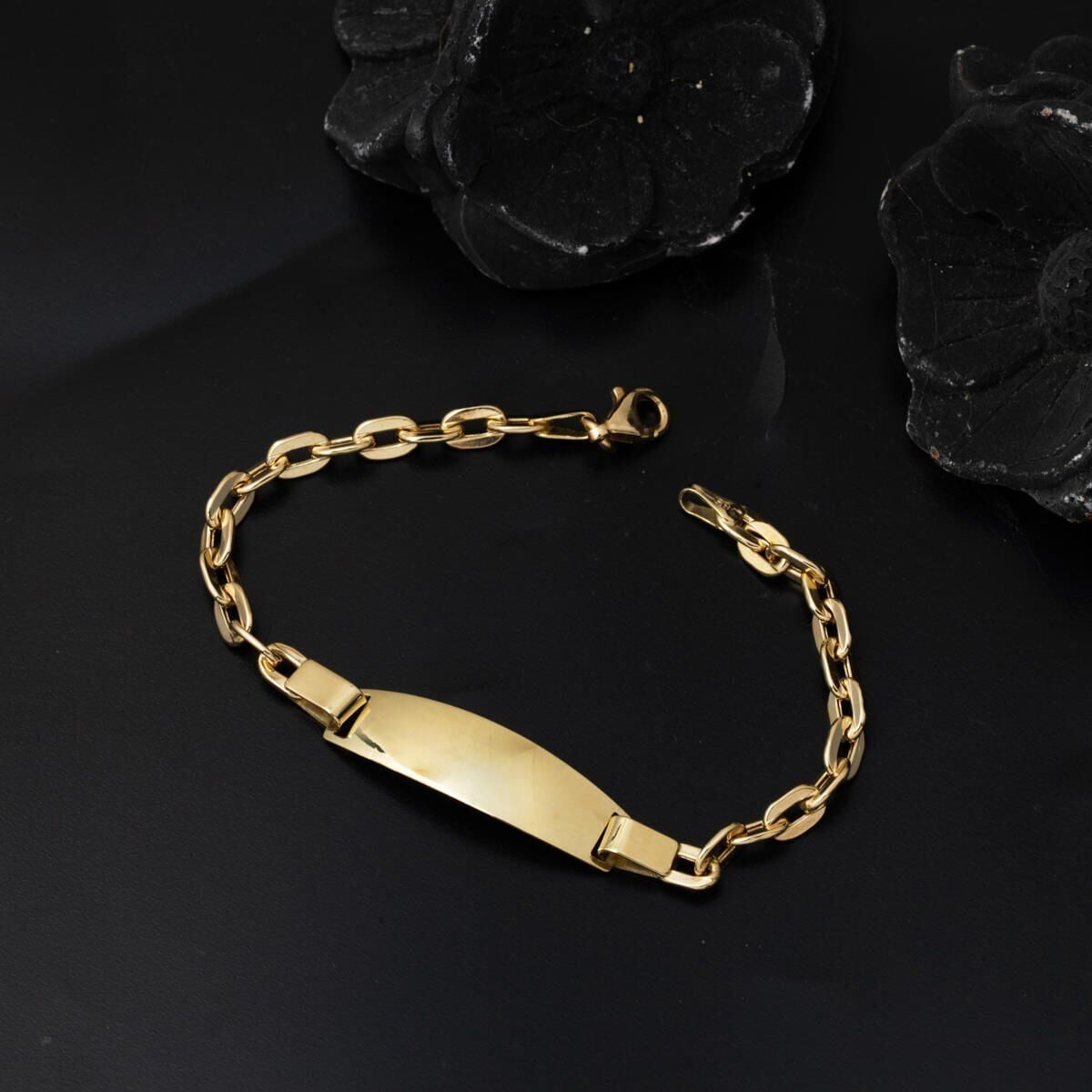 14K Yellow Gold Chain Personalized Name Children's ID Bracelet