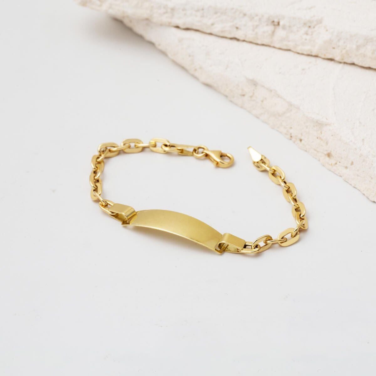 14K Yellow Gold Chain Personalized Name Children's ID Bracelet