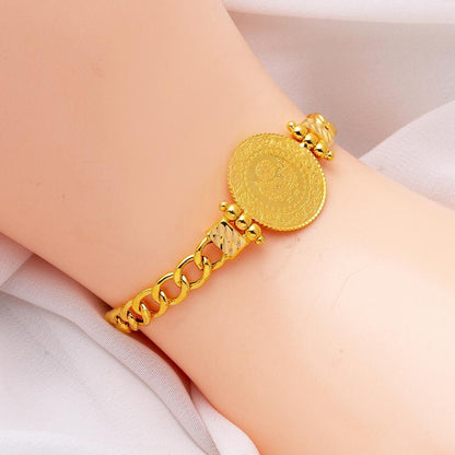 22K Yellow Gold Half Ottoman Coin Bracelet