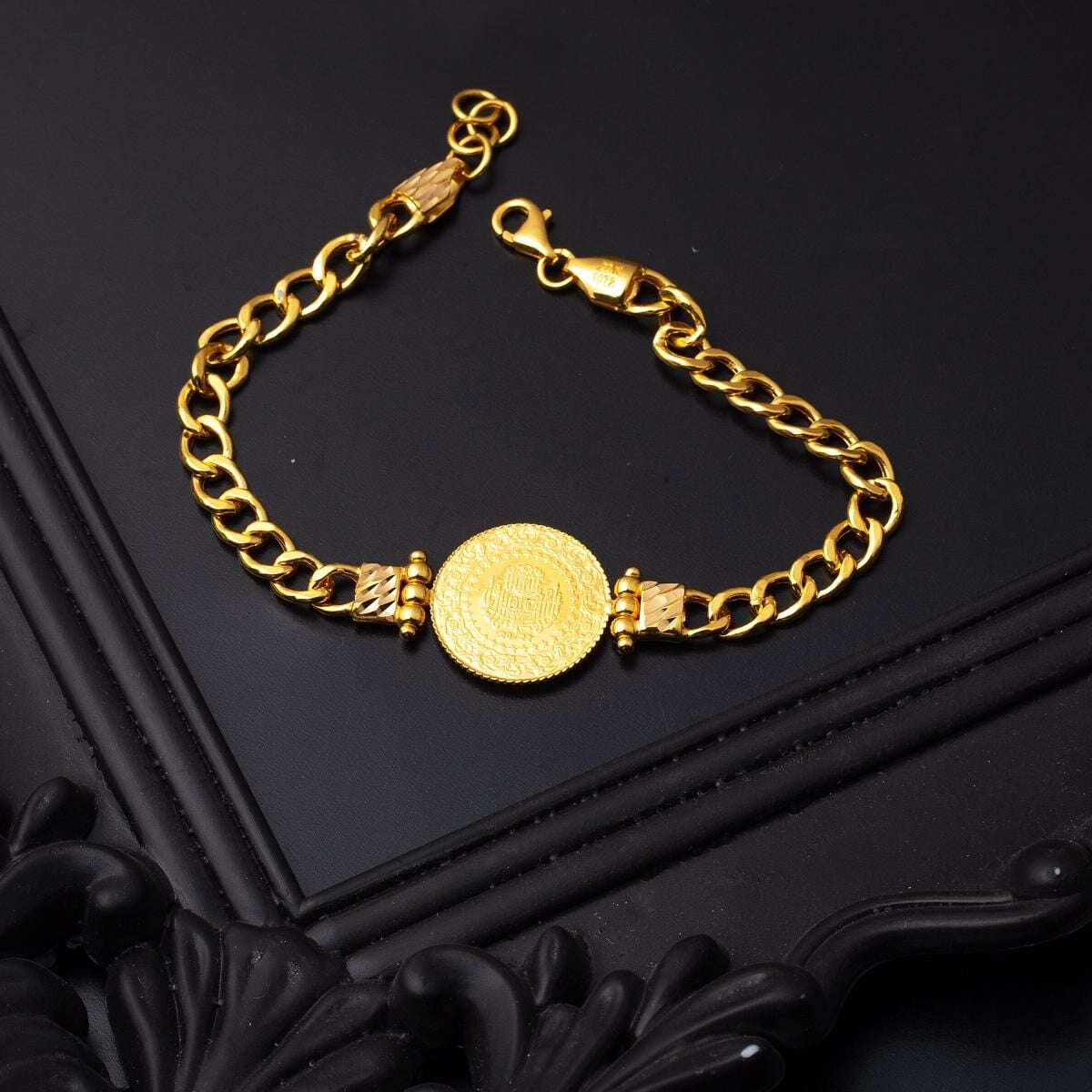 22K Yellow Gold Half Ottoman Coin Bracelet