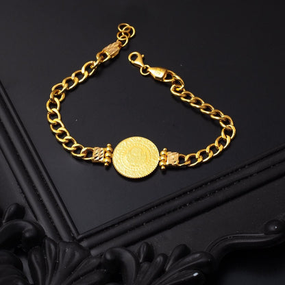 22K Yellow Gold Half Ottoman Coin Bracelet