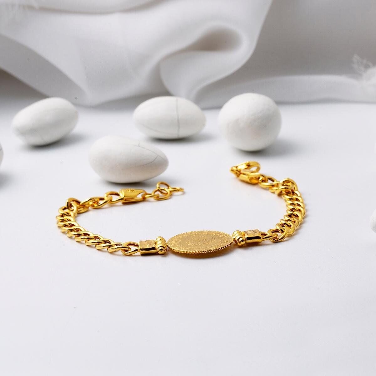 22K Yellow Gold Half Ottoman Coin Bracelet